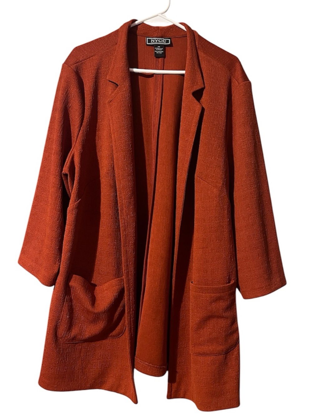 NYCC Rust Orange Open-front Textured Cardigan Blazer